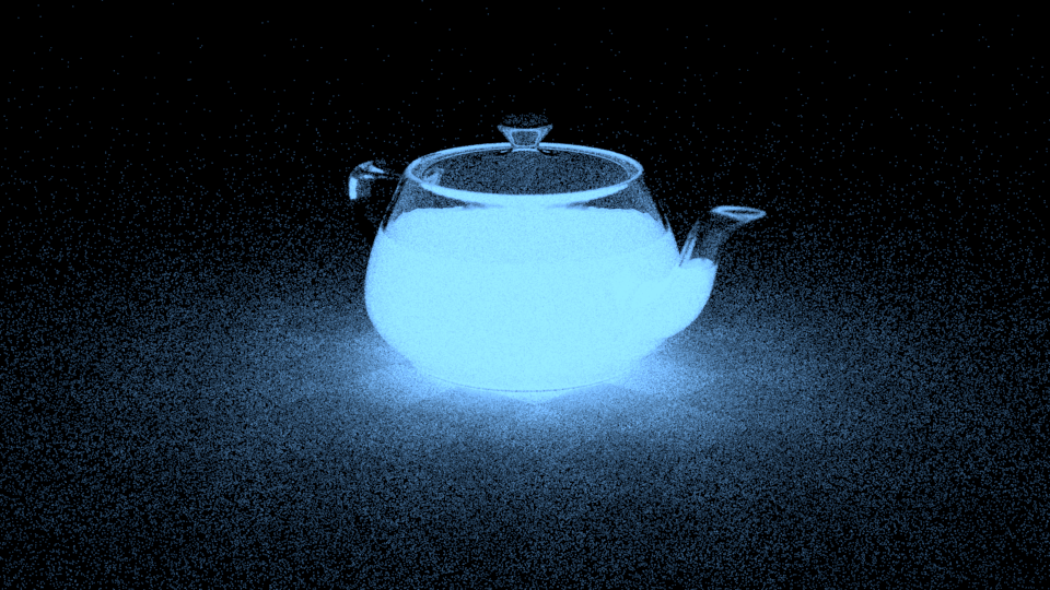 Rendering of glass teapot, now with checkerboard.