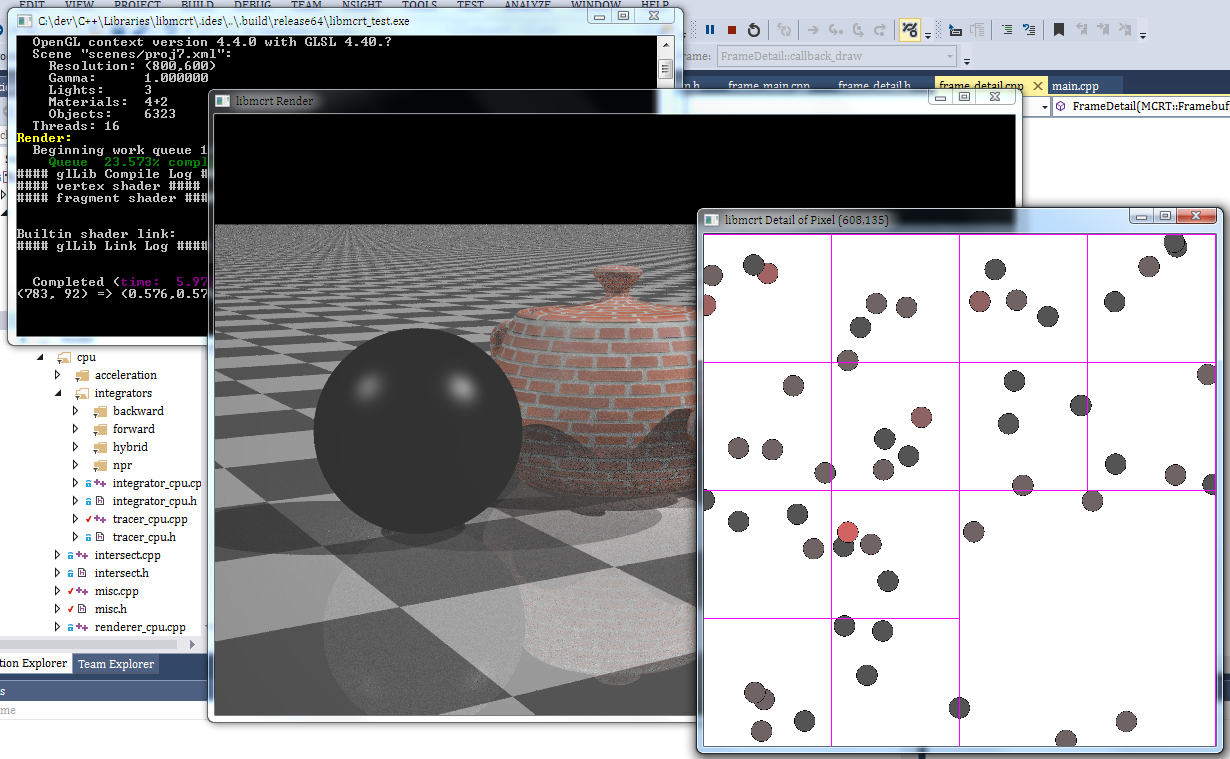 Screenshot of windows showing rendering in progress.