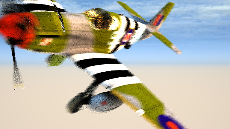 Rendering of motion-blurred airplane.