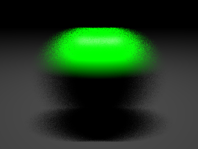 Rendering of motion-blurred green object.