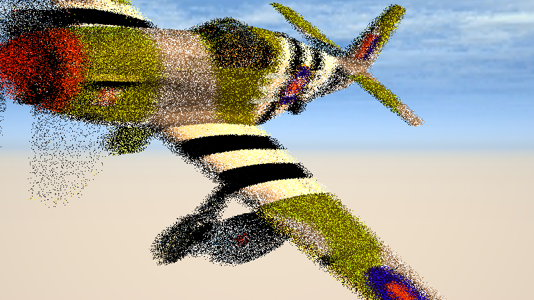 Rendering of motion-blurred airplane.