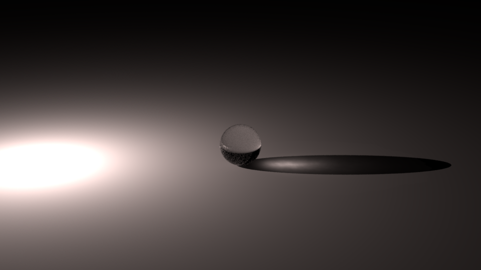 Rendering of glass sphere on plane.
