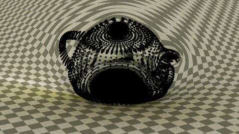 Render of teapot made out of black holes!