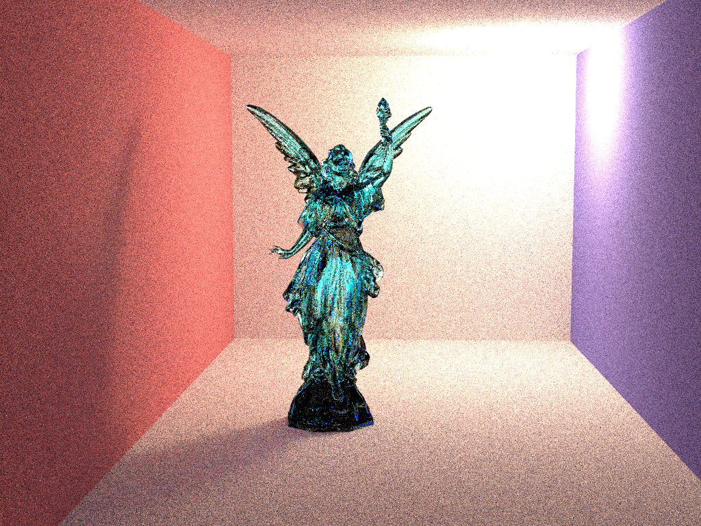 Rendering of 'Lucy' model in Cornell box.