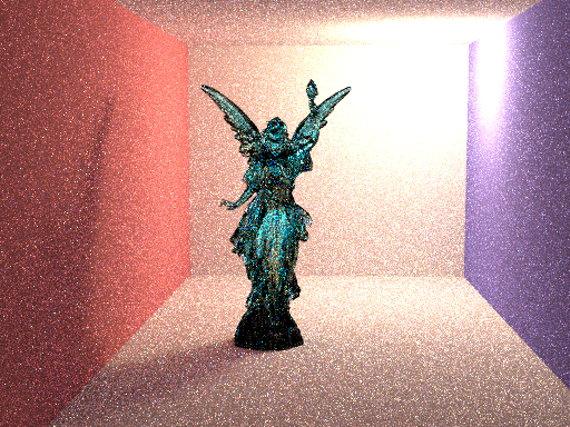Rendering of 'Lucy' with improvement for delta BRDFs.