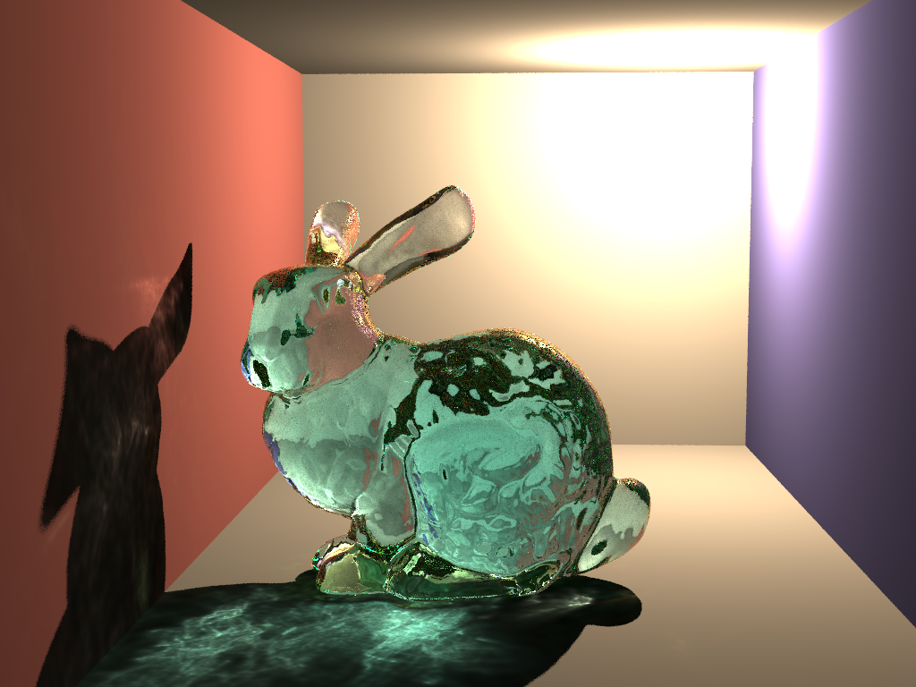 Clean rendering of bunny in a Cornell box.