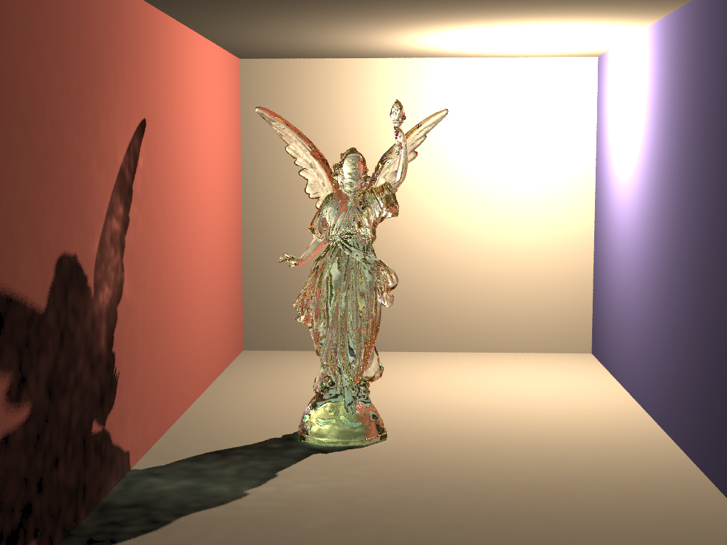 Rendering of 'Lucy' model in a Cornell box.
