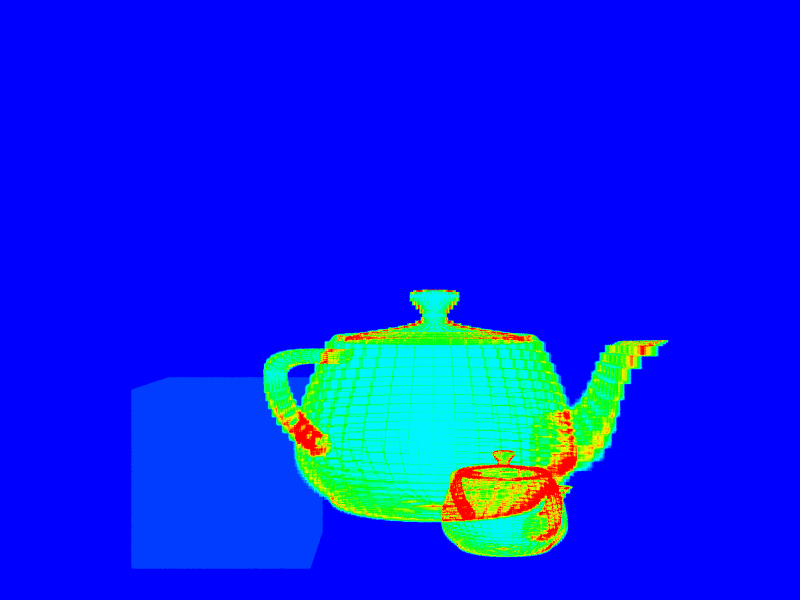 Visualization of ray-primitive intersections with BVH.