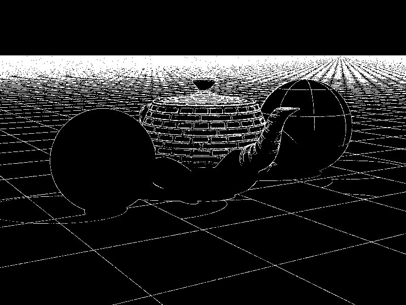 Visualization of shading density in previous adaptive antialiasing render.