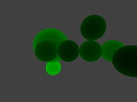 Three renderings of spheres with various parameters.